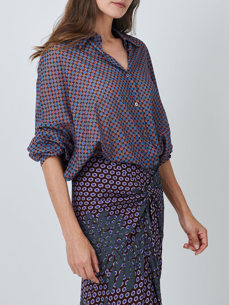 Dries Van Noten Casia Shirt in Blue Print