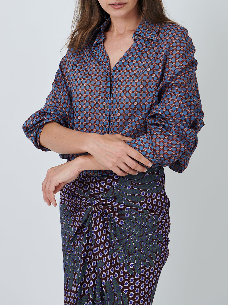 Dries Van Noten Casia Shirt in Blue Print