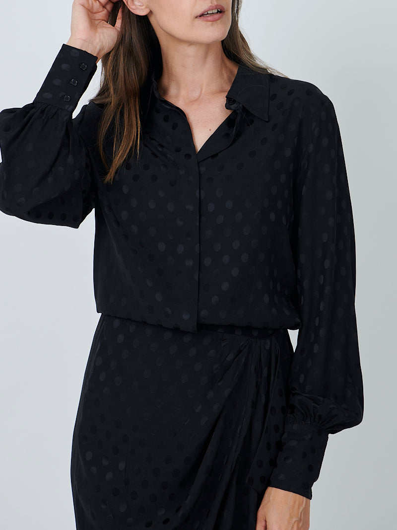 Isabel Marant Teysa Shirt in Black Satin Spot