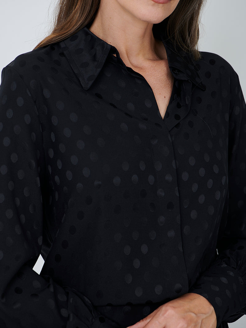 Teysa Shirt in Black Satin Spot