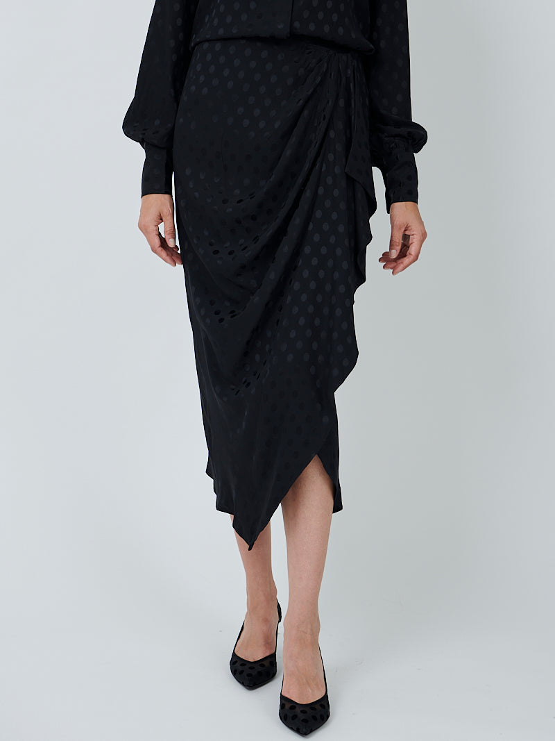 Isabel Marant Breen Skirt in Black Satin Spot