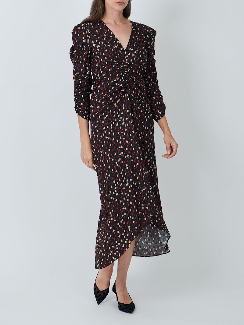 Isabel Marant Albini Dress in Black/Red Dot
