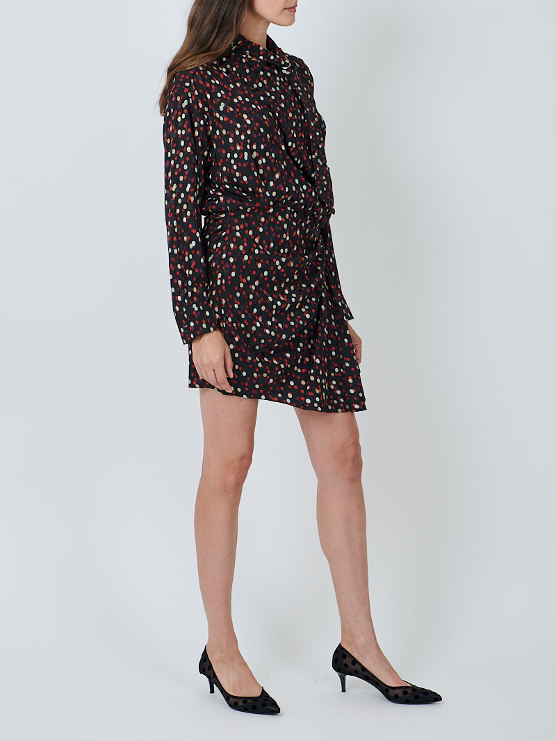 Isabel Marant Ora Dress in Black/Red Dot