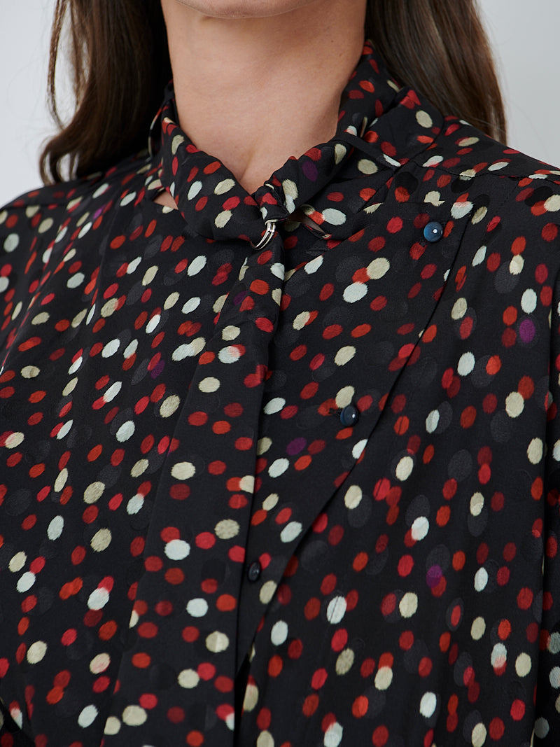 Isabel Marant Ora Dress in Black/Red Dot