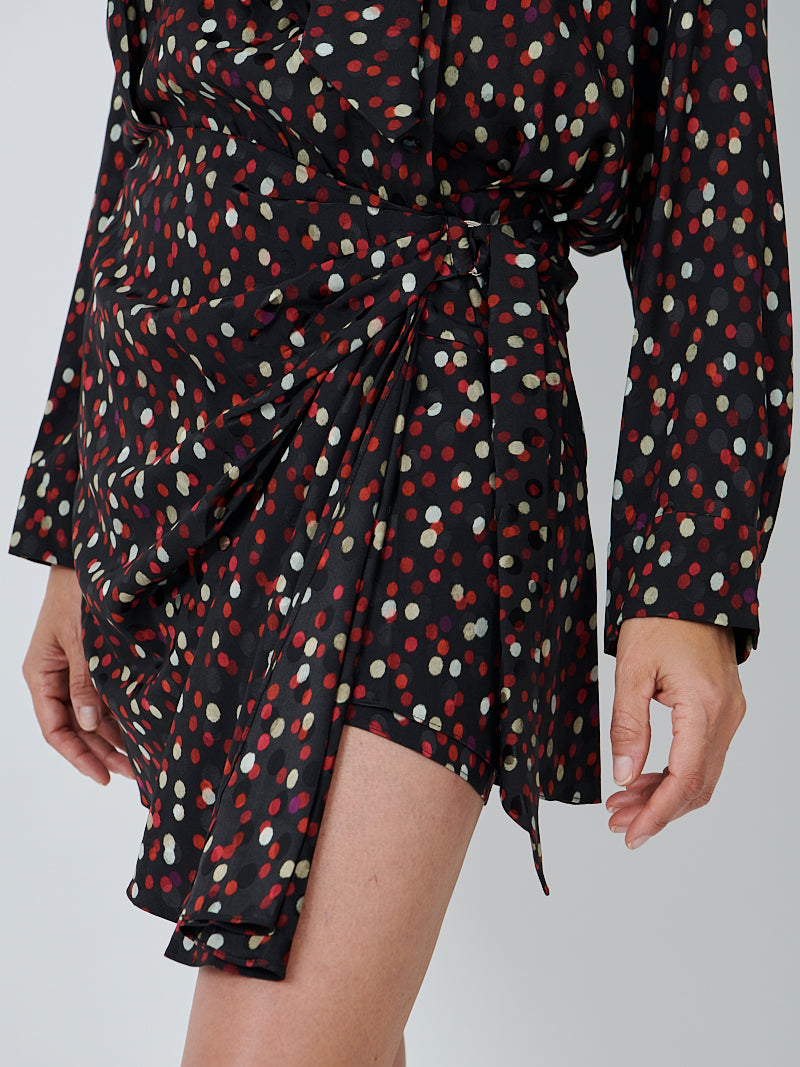 Isabel Marant Ora Dress in Black/Red Dot