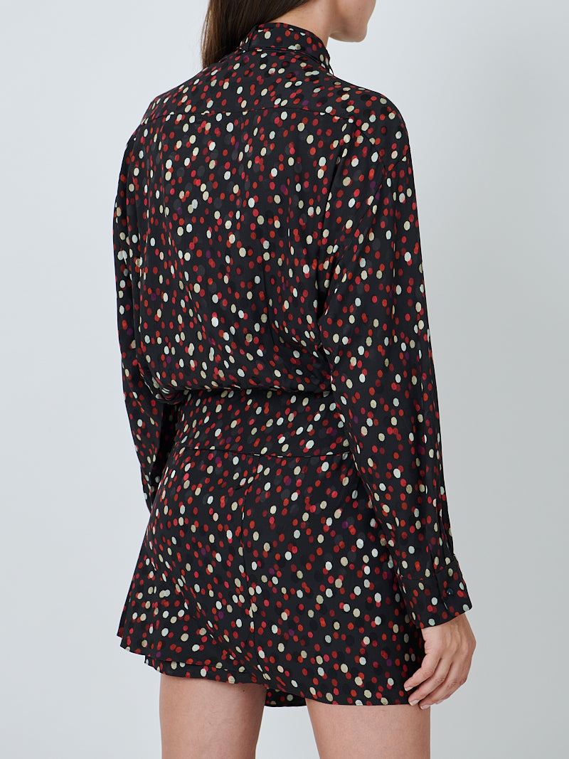 Ora Dress in Black/Red Dot