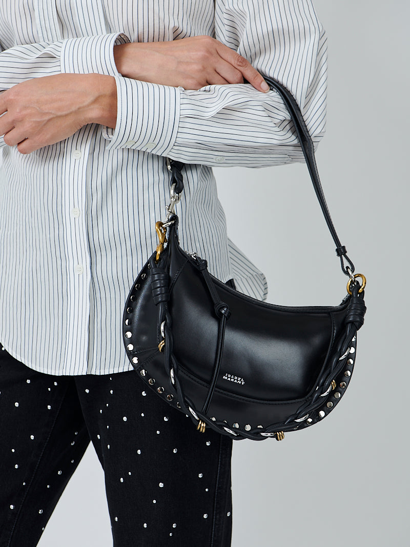 Isabel Marant Oskan Moon Duo Handle Shoulder Bag in Black/Silver