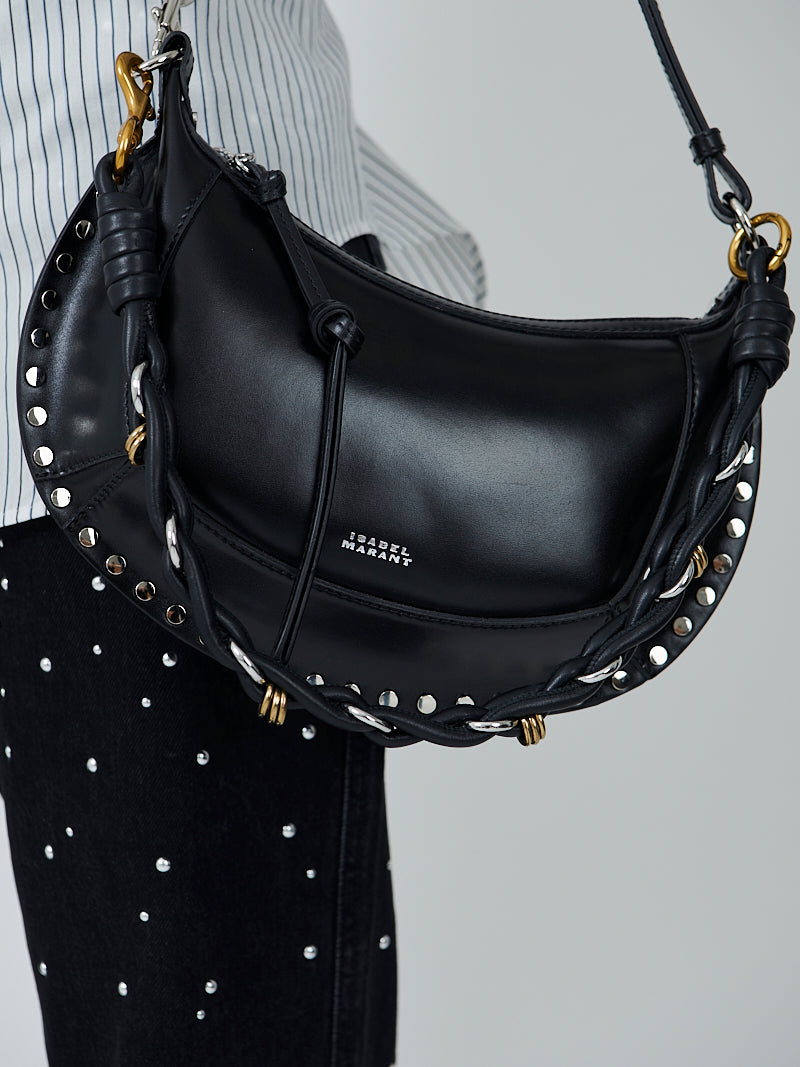Isabel Marant Oskan Moon Duo Handle Shoulder Bag in Black/Silver