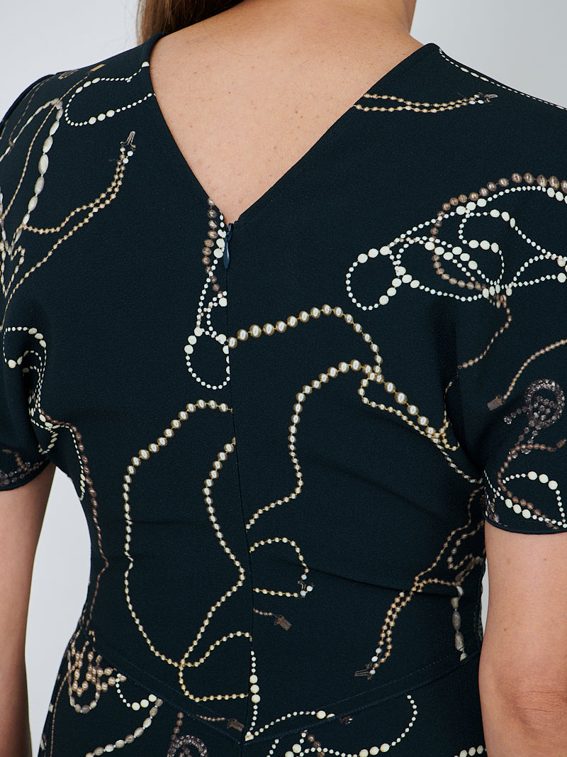 Victoria Beckham Gathered Waist Midi Dress in Dark Pine