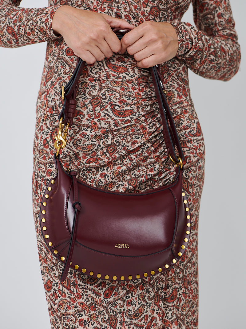 Isabel Marant Oskan Moon Duo Handle Shoulder Bag in Burgundy
