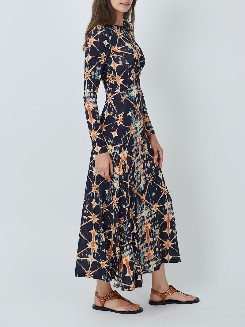 Ulla Johnson Naia Long Sleeve Ruched Midi Dress in Pheonix