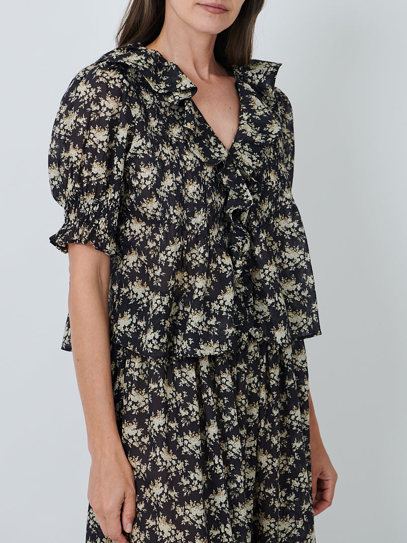 Doen Henri Top in Noir Rossier Floral
