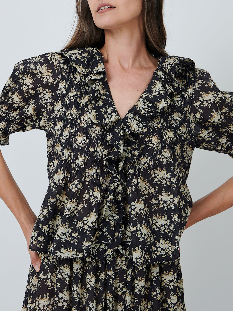 Doen Henri Top in Noir Rossier Floral