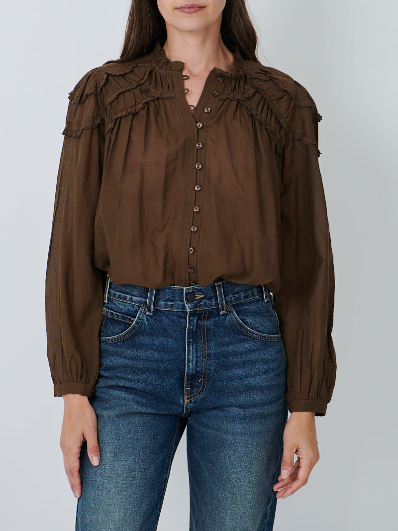 Isabel Marant Christa Top in Dark Khaki