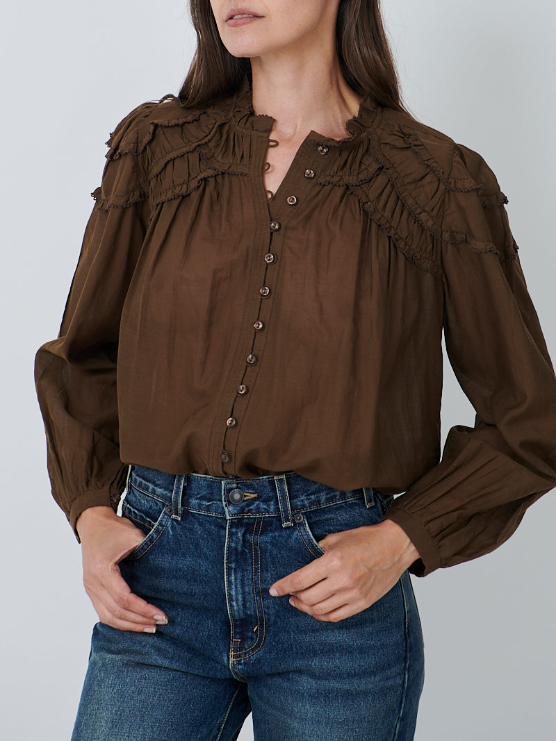 Isabel Marant Christa Top in Dark Khaki