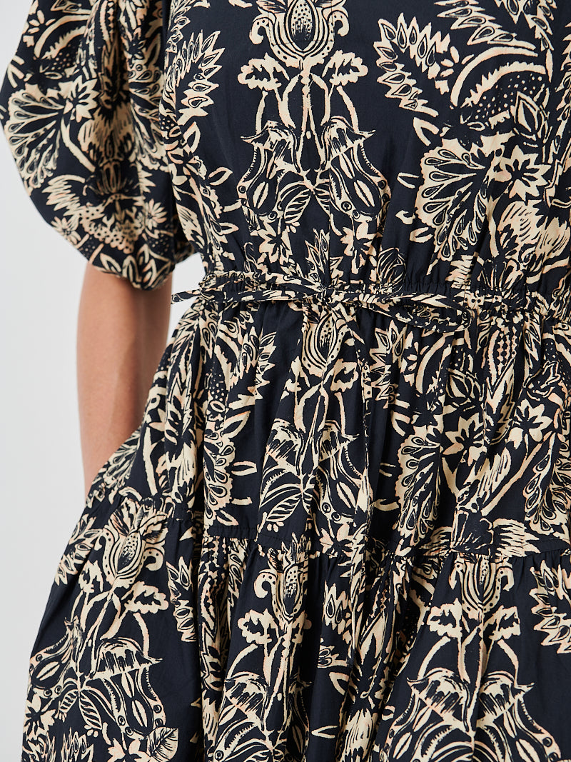 Ulla Johnson Harriet Midi Dress in Noir Floral