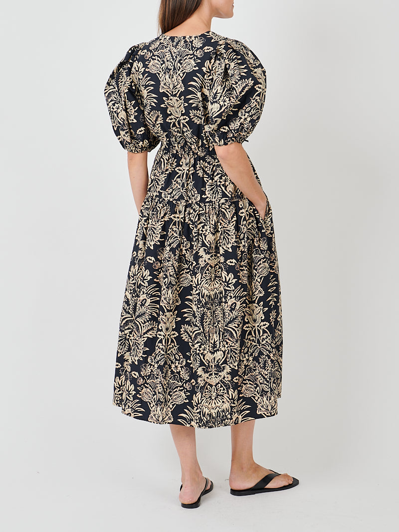 Harriet Midi Dress in Noir Floral