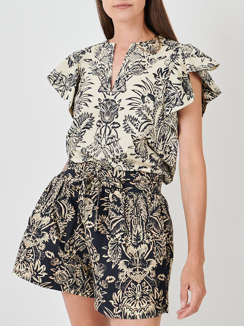 Rowan Belted Short in Noir Floral