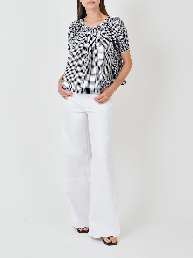 Doen June Top in Navy La Maddalena Gingham