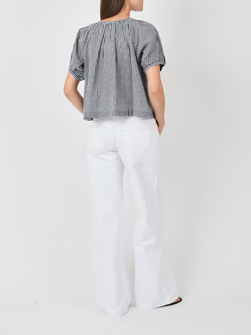 Doen June Top in Navy La Maddalena Gingham