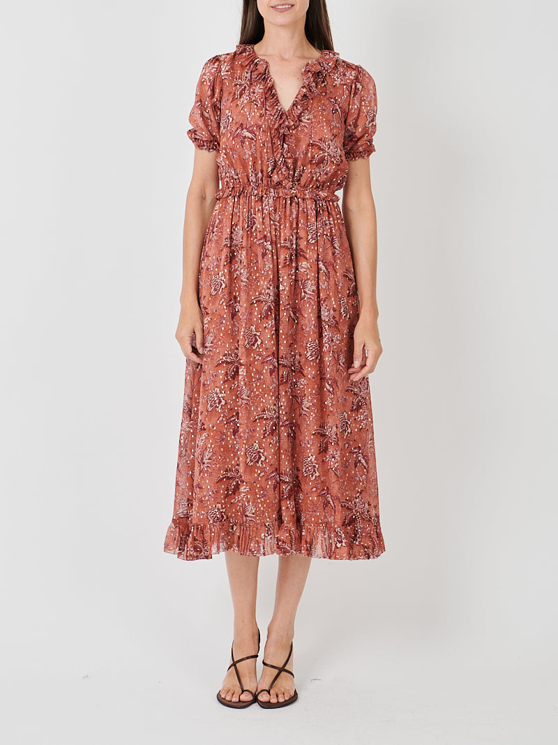 Rosamunde Puff Sleeve Dress in Oleander