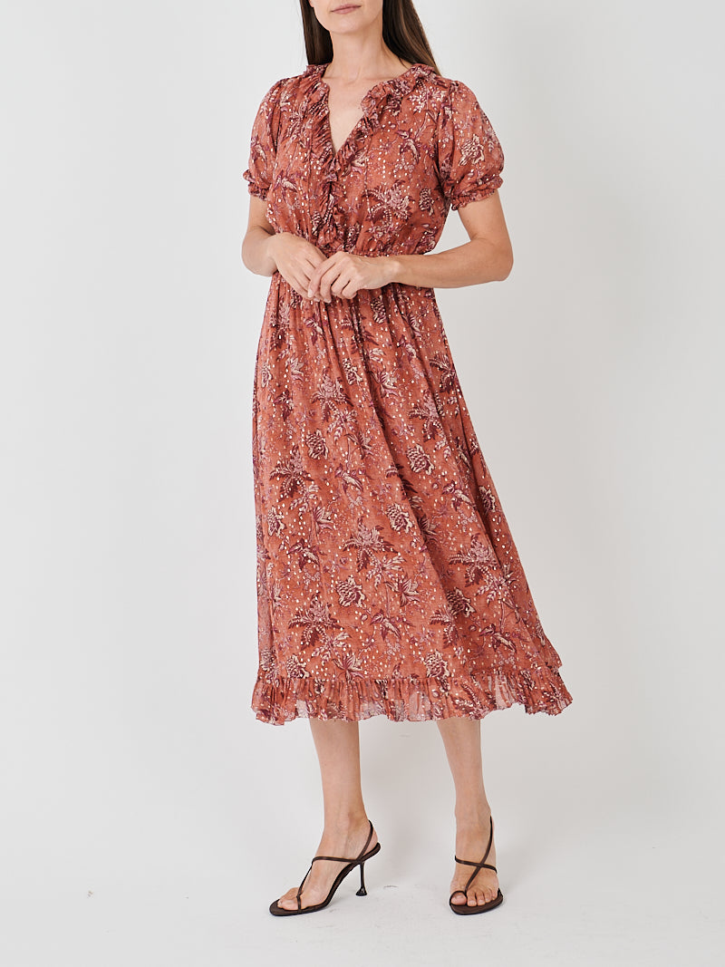 Rosamunde Puff Sleeve Dress in Oleander