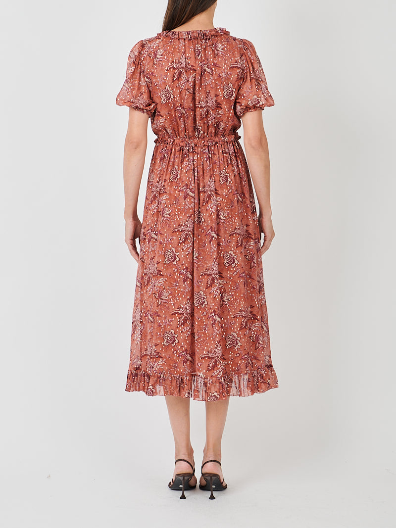 Rosamunde Puff Sleeve Dress in Oleander