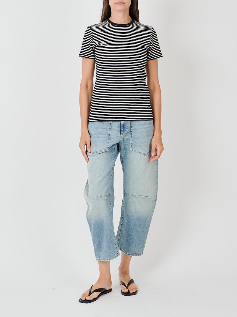 Nili Lotan Lana Crew Neck Tee in Black/Ivory Stripe