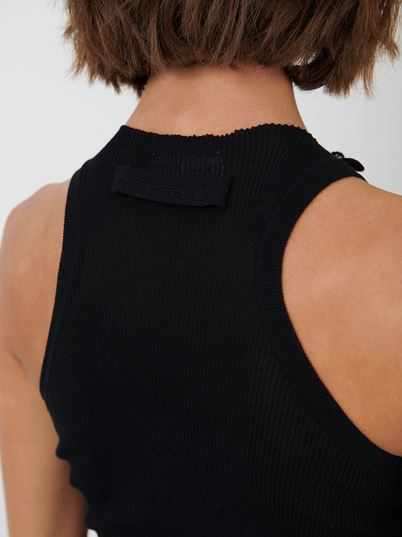 Sleeveless Gathered Detail Dress in Black