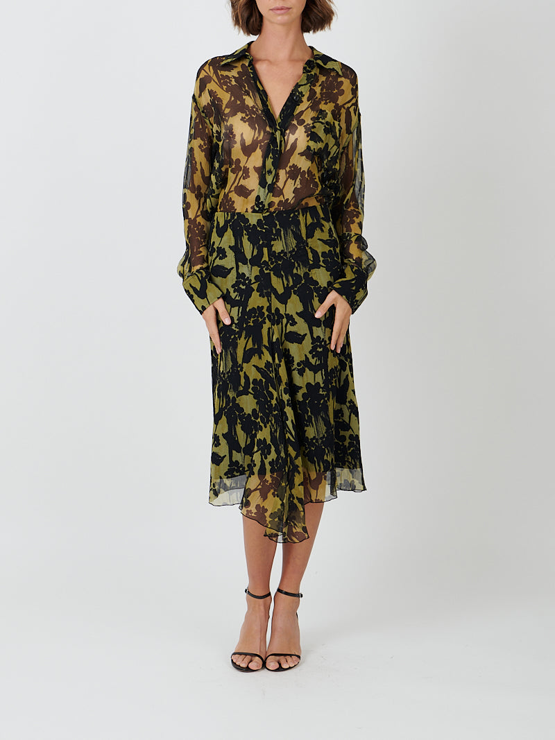 Victoria Beckham Pyjama Shirt in Willow/Black