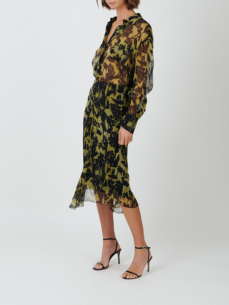 Corset Detail Skirt in Willow/Black