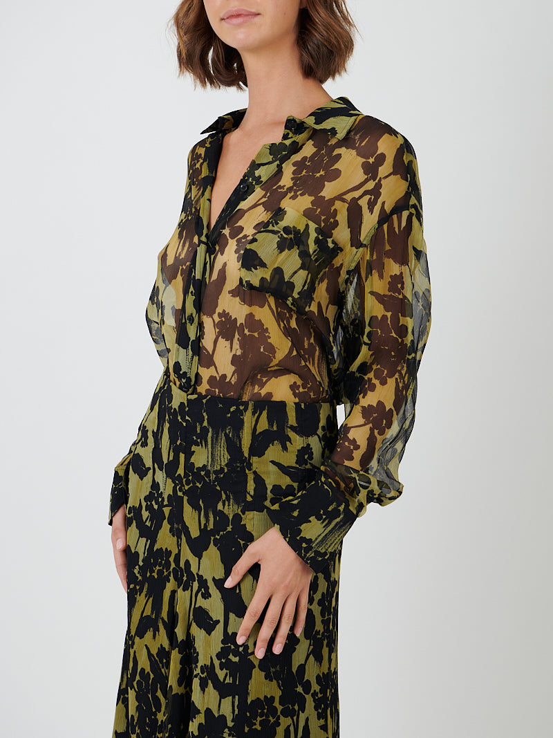 Victoria Beckham Pyjama Shirt in Willow/Black