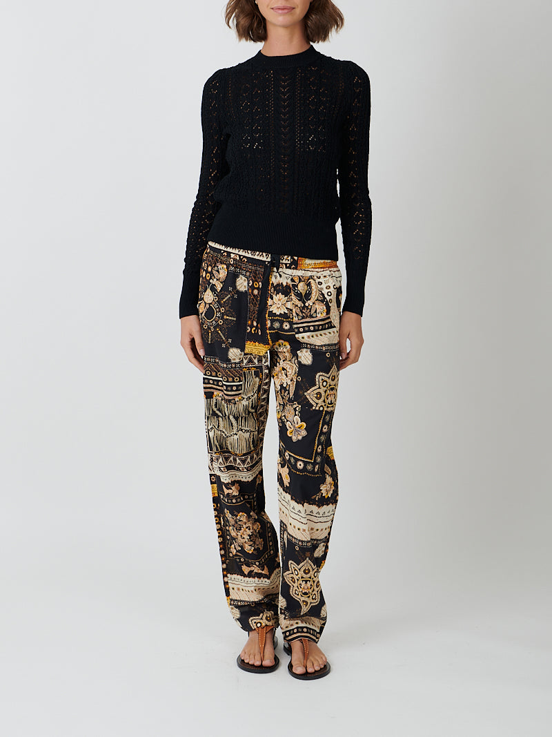 Fedora Pants in Black/Ochre
