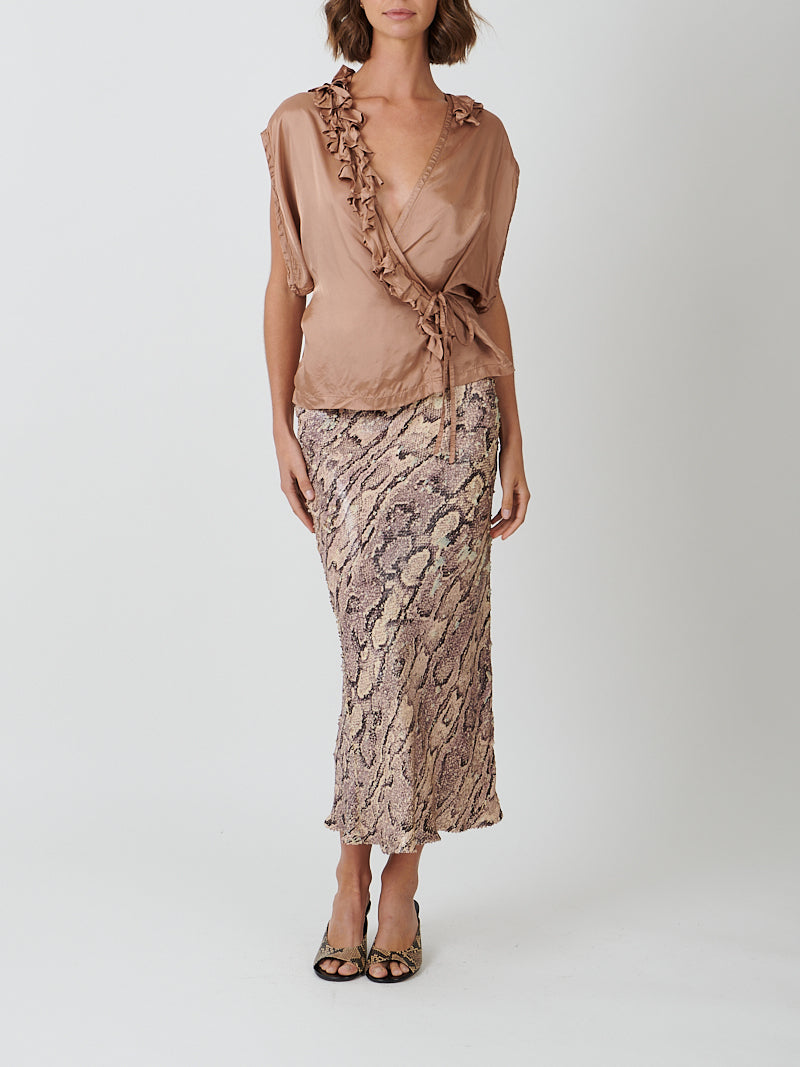 Dries Van Noten | Separ Embellished Skirt in Lilac Snakeprint