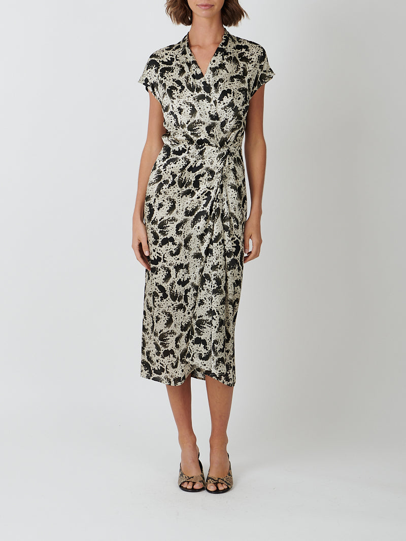 Dries Van Noten Dilian Silk Printed Dress in Black