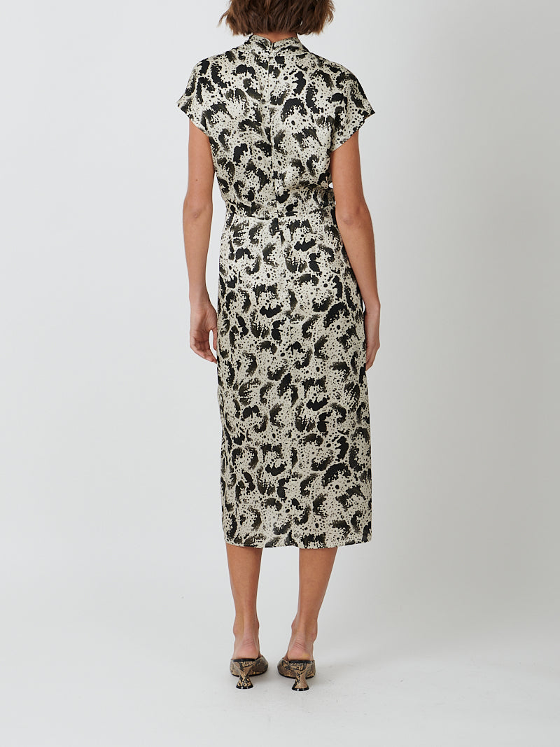 Dilian Silk Printed Dress in Black