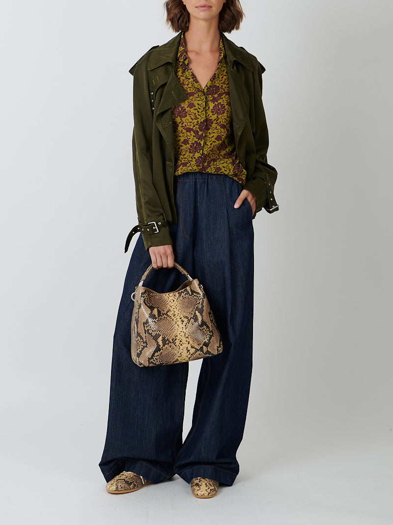 Dries Van Noten | Leather Bucket Bag in Beige Python