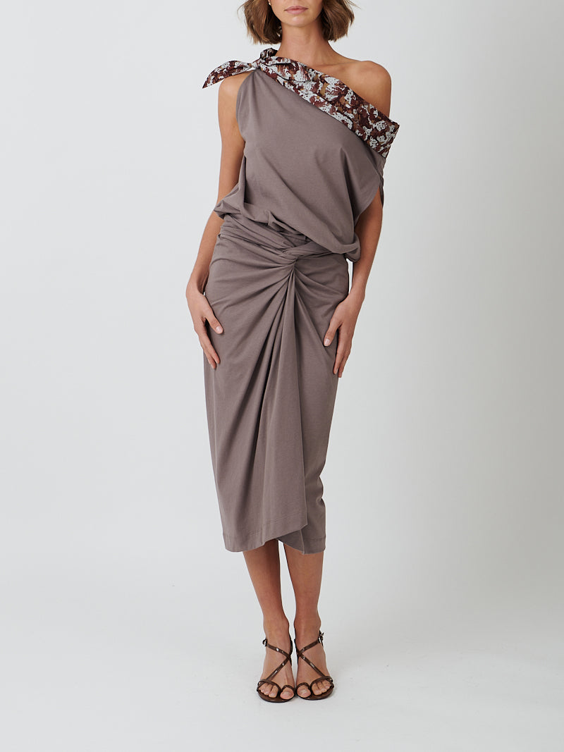 Dries Van Noten | Herchive Twist Skirt in Smoke