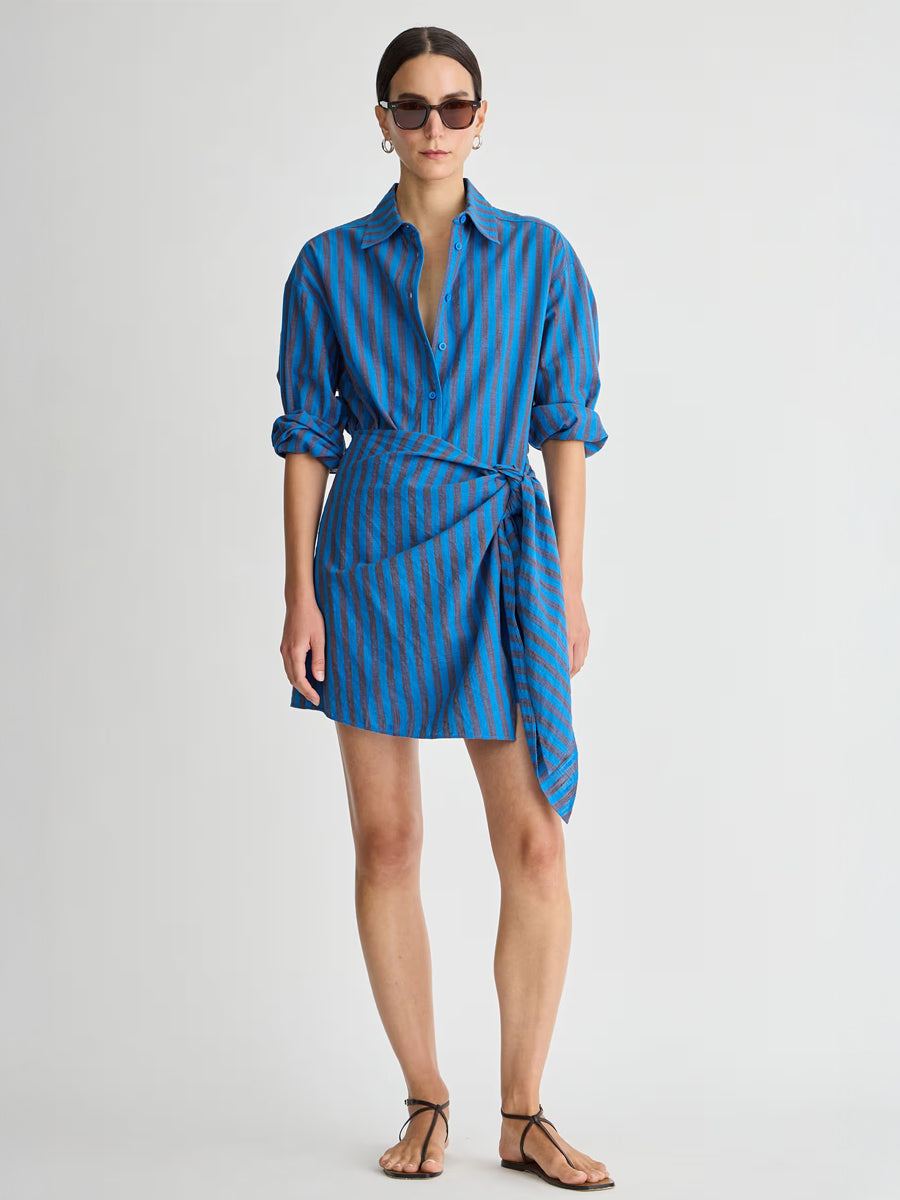 Apiece Apart Alessandra Mini Dress in Blue Pond Stripe