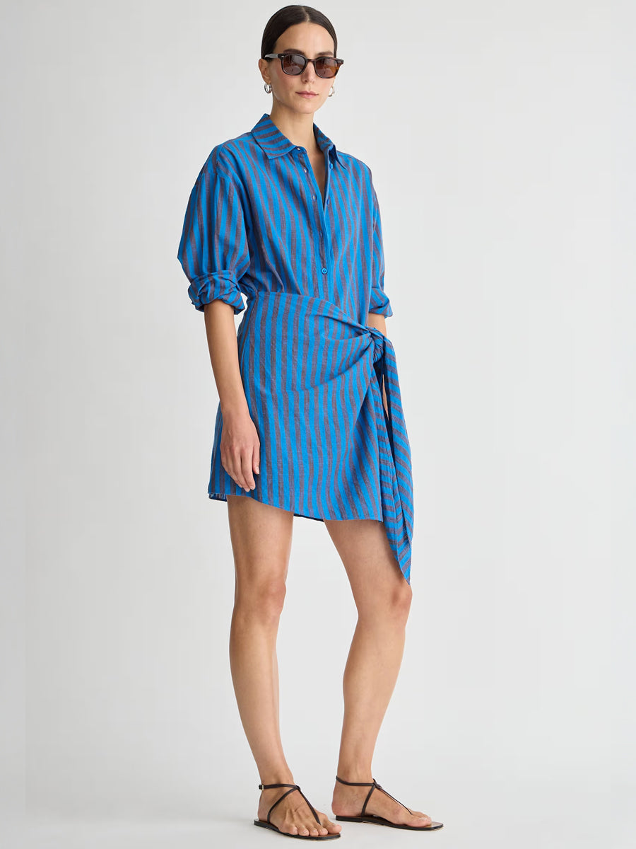 Apiece Apart Alessandra Mini Dress in Blue Pond Stripe