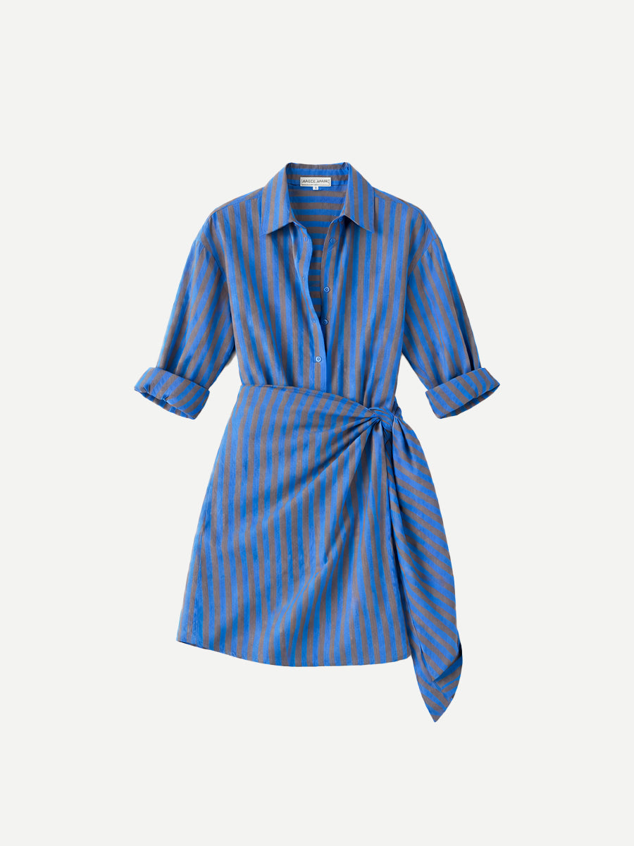 Apiece Apart Alessandra Mini Dress in Blue Pond Stripe