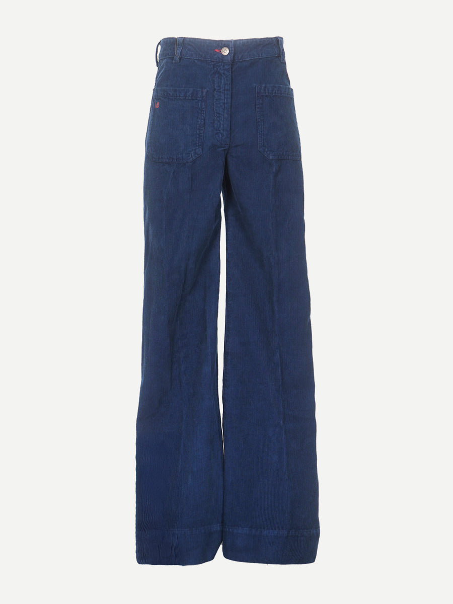 Victoria Beckham Alina Corduroy Jean in Indigo Garment Dye