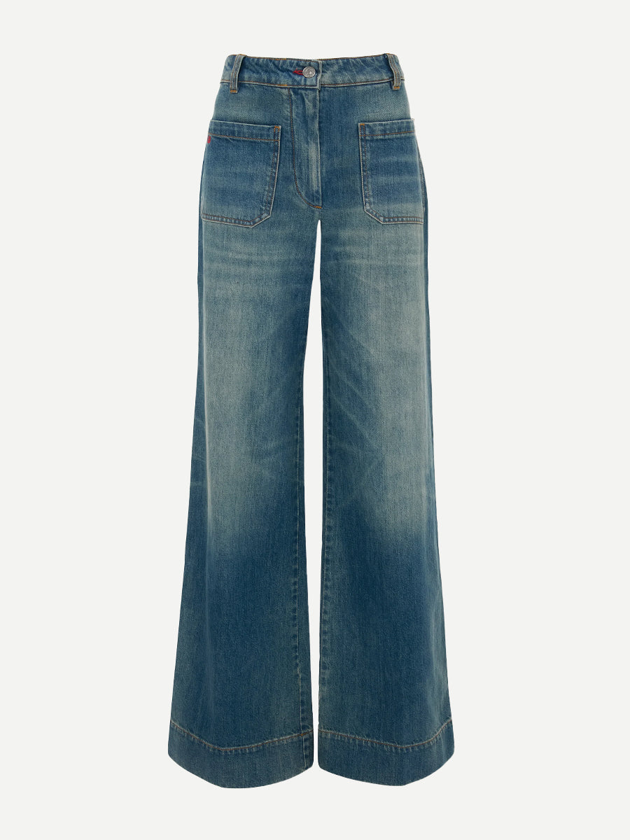 Victoria Beckham Alina Jean Regular in Washed Blue