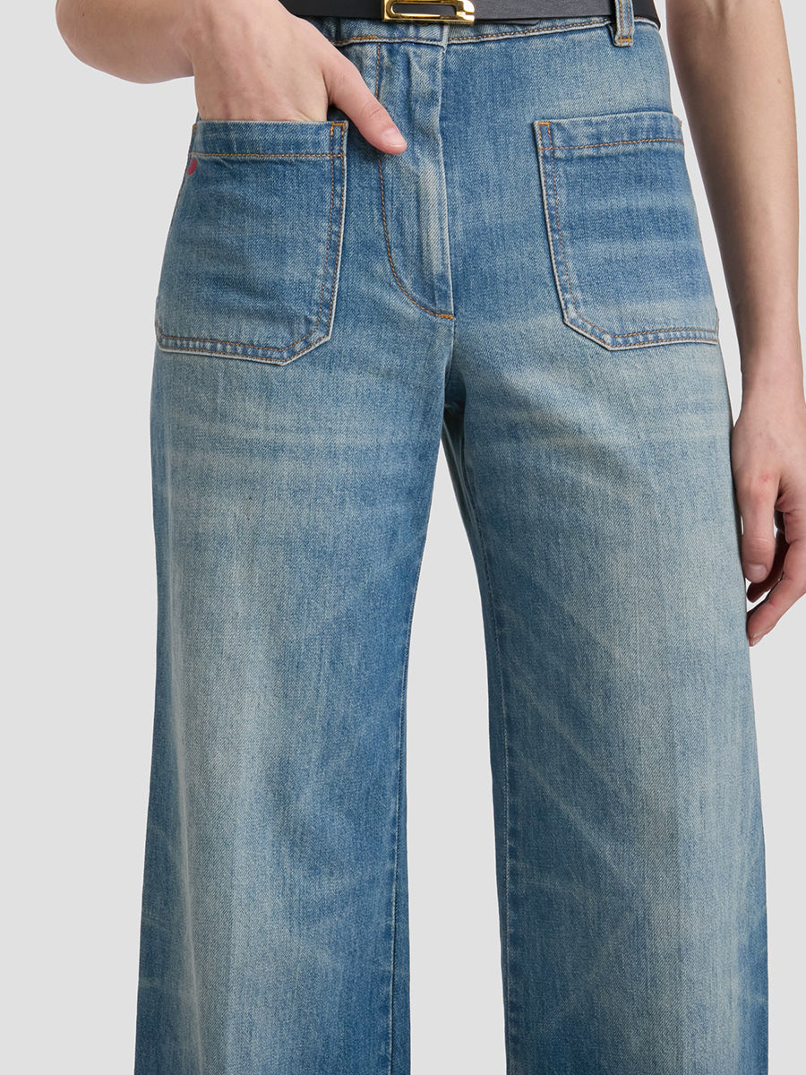 Victoria Beckham Alina Jean Regular in Washed Blue