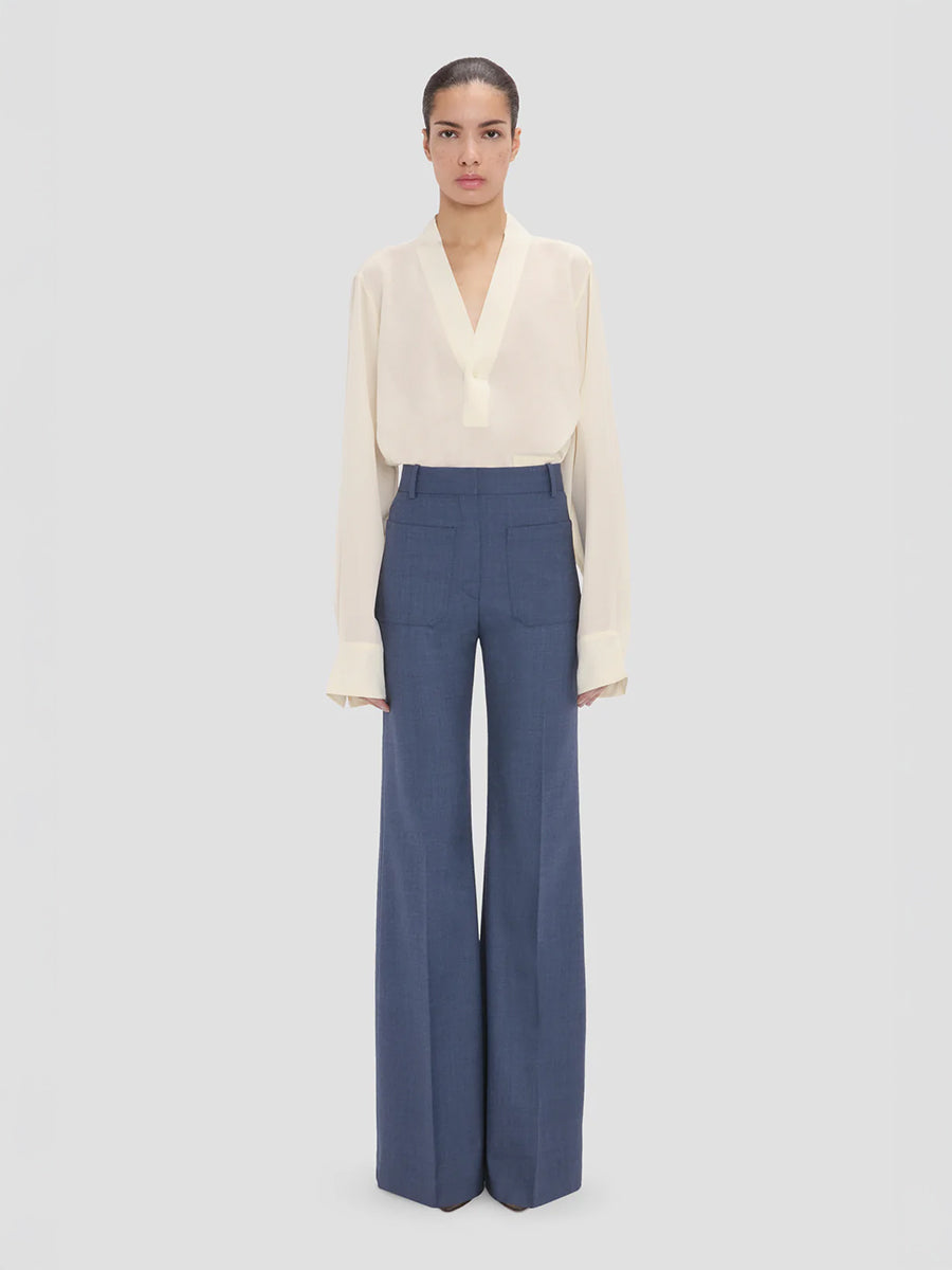 Victoria Beckham Alina Trouser in Dusk Blue Melange