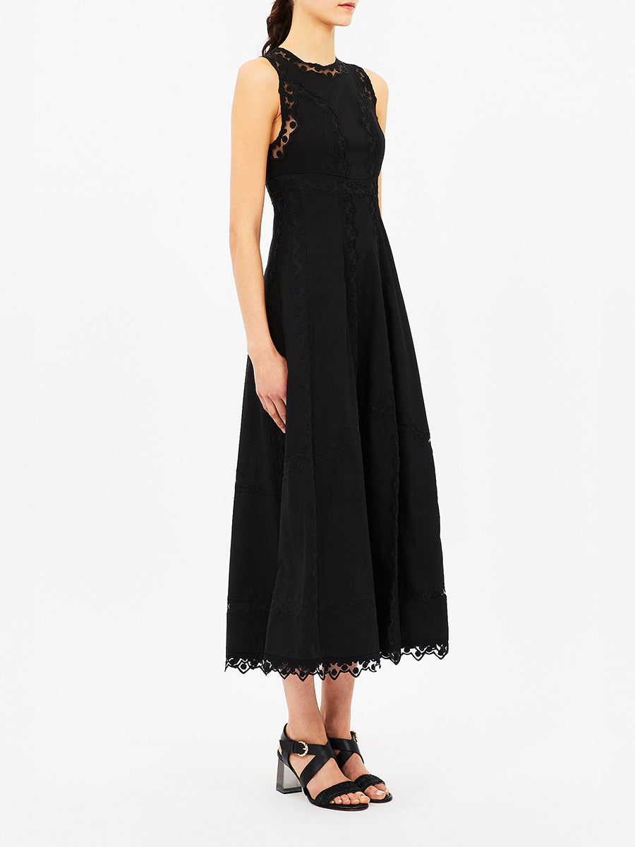 Ulla Johnson Anela Sleeveless Midi Dress in Noir