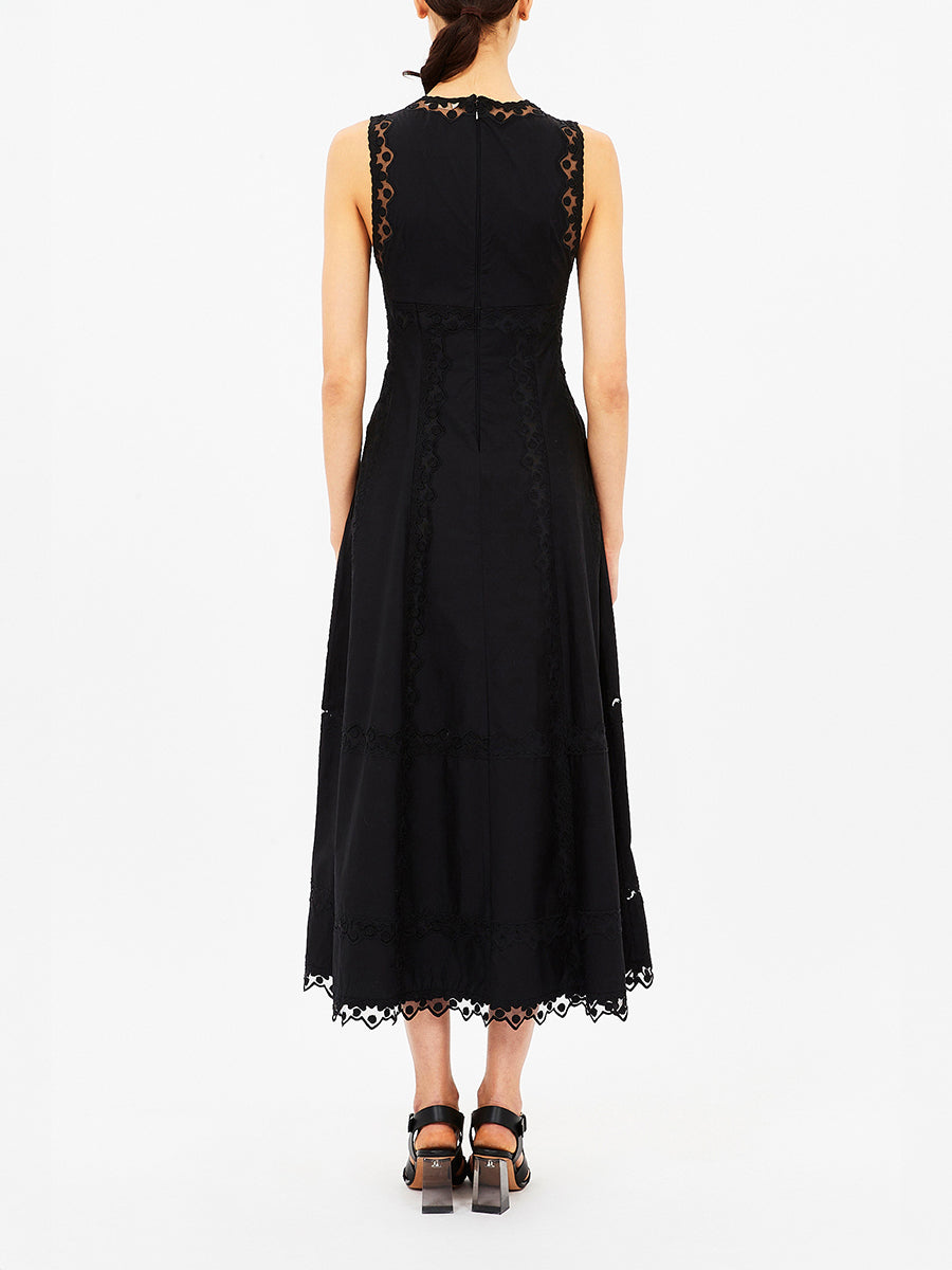 Ulla Johnson Anela Sleeveless Midi Dress in Noir