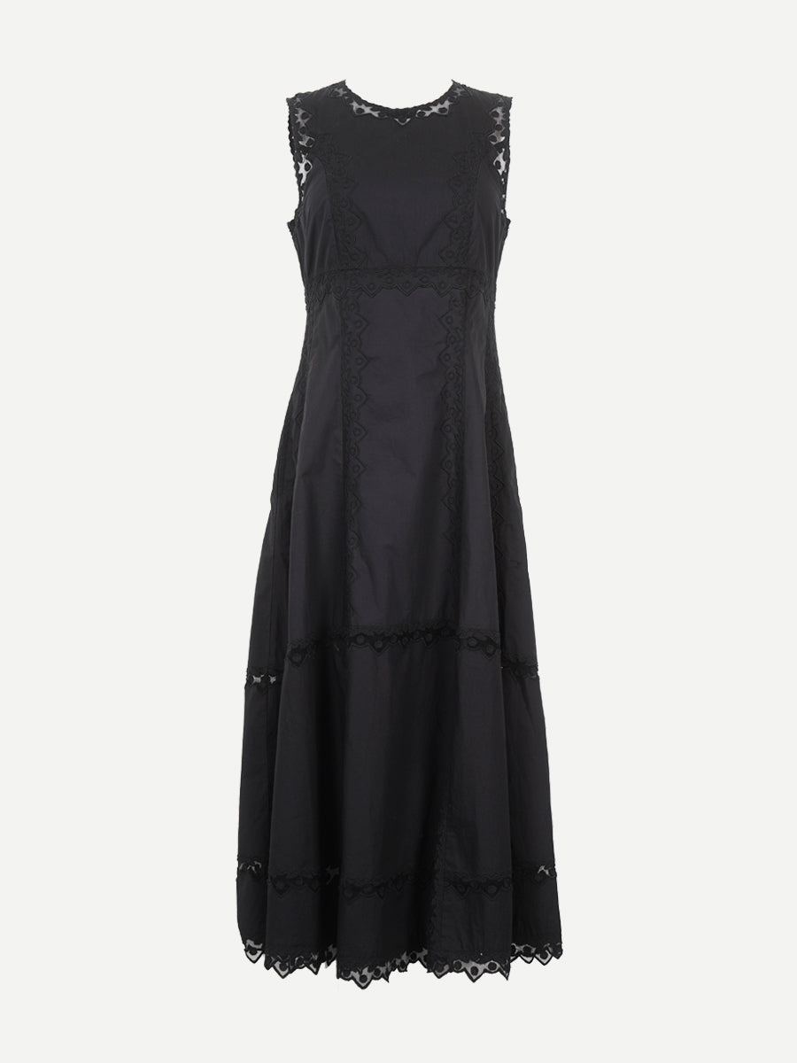 Ulla Johnson Anela Sleeveless Midi Dress in Noir