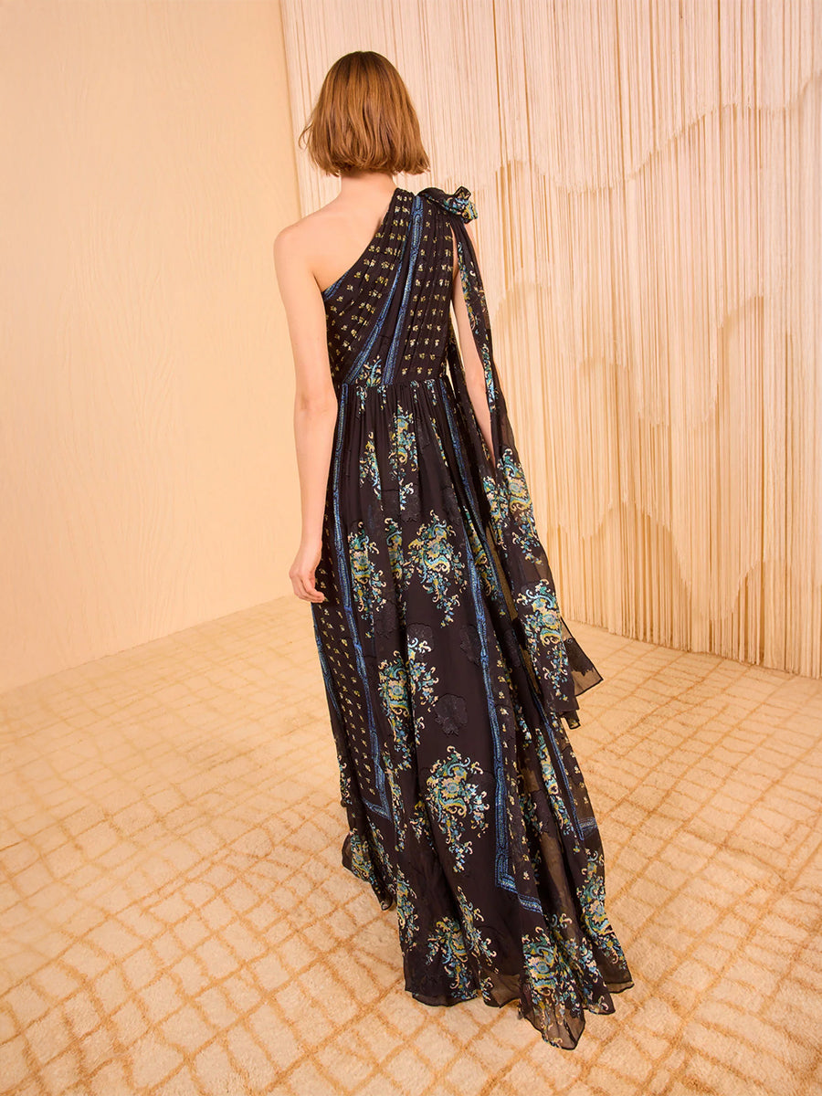 Ulla Johnson Angelique Draped Scarf Gown in Twilight