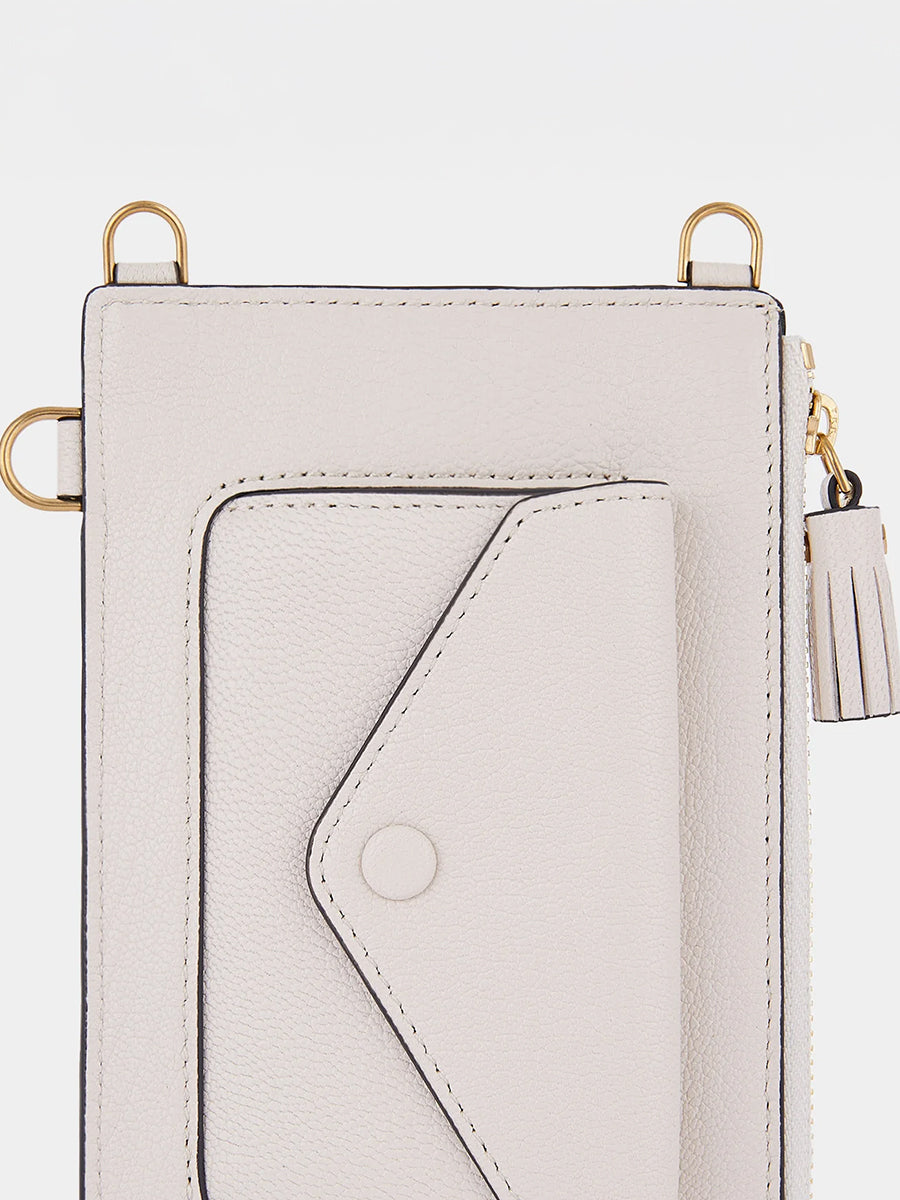 Anya Hindmarch Anya Brands Zip Phone Pouch Cornflakes in Chalk